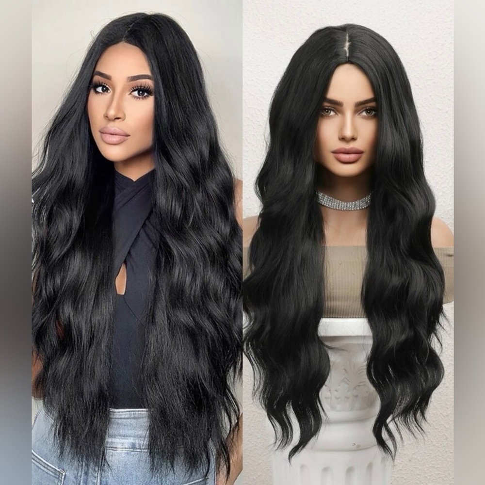*NEW 30 inch Black Long Wavy Synthetic Wig, No frontal lace
